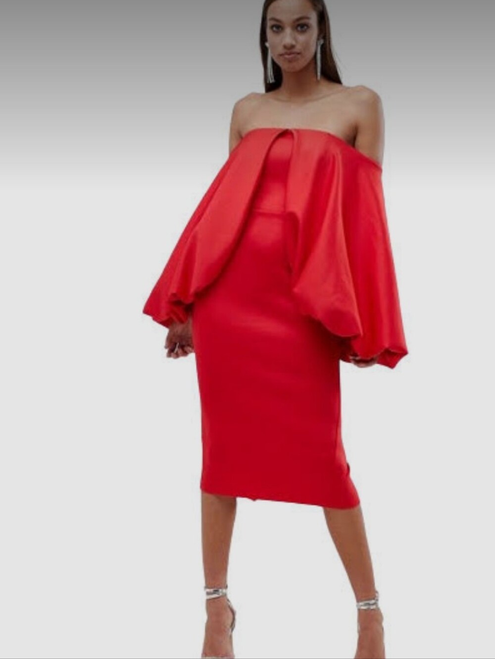 NWT WOMENS ASOS SCUBA MIDI COCKTAIL STRAPLESS DRESS RED $169 SZ 2